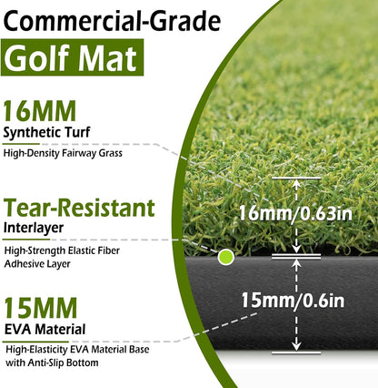 Golf Mat 31mm, 5x4ft/5x5ft Premium Golf Hitting Mat Outdoor Indoor