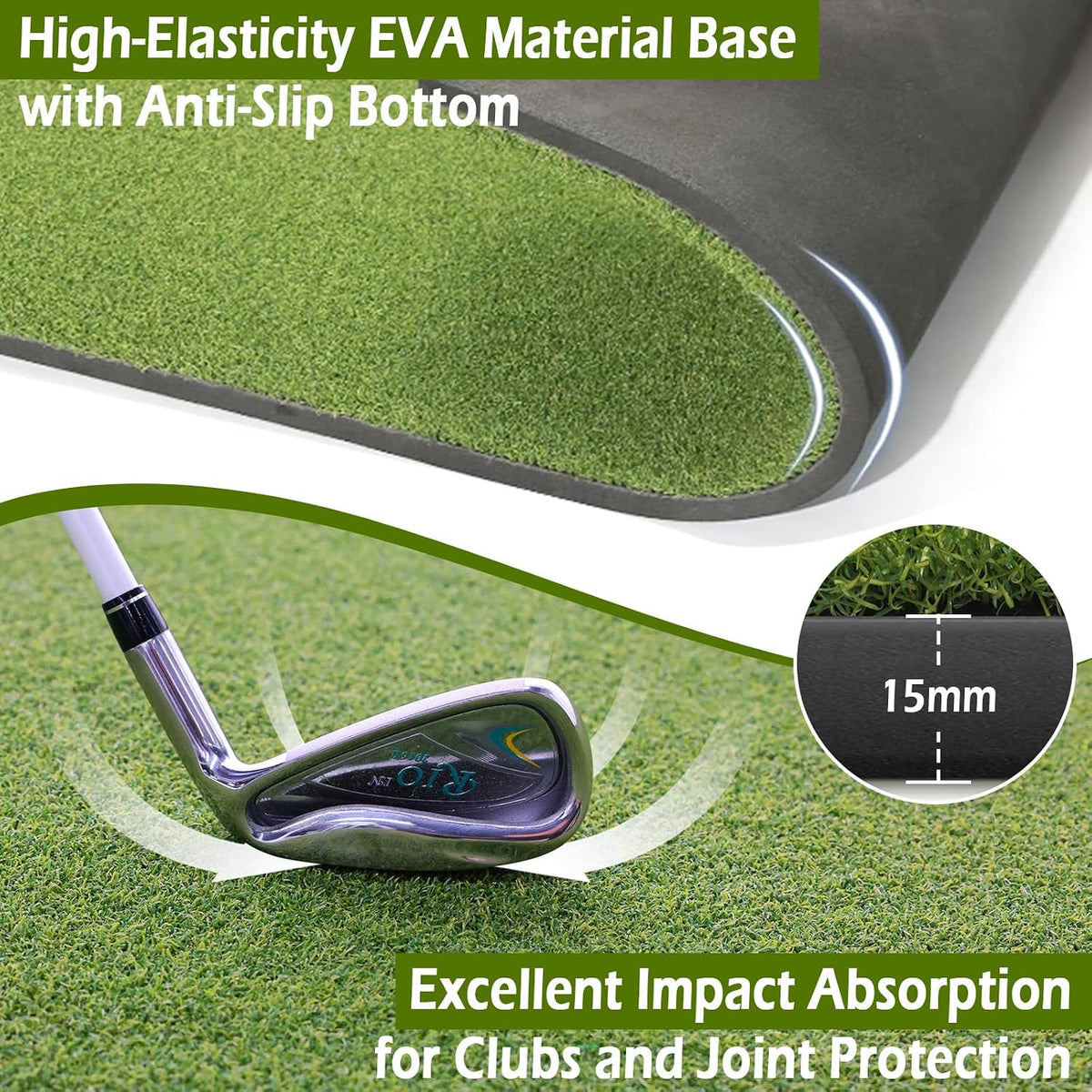 Golf Mat 31mm, 5x4ft/5x5ft Premium Golf Hitting Mat Outdoor Indoor