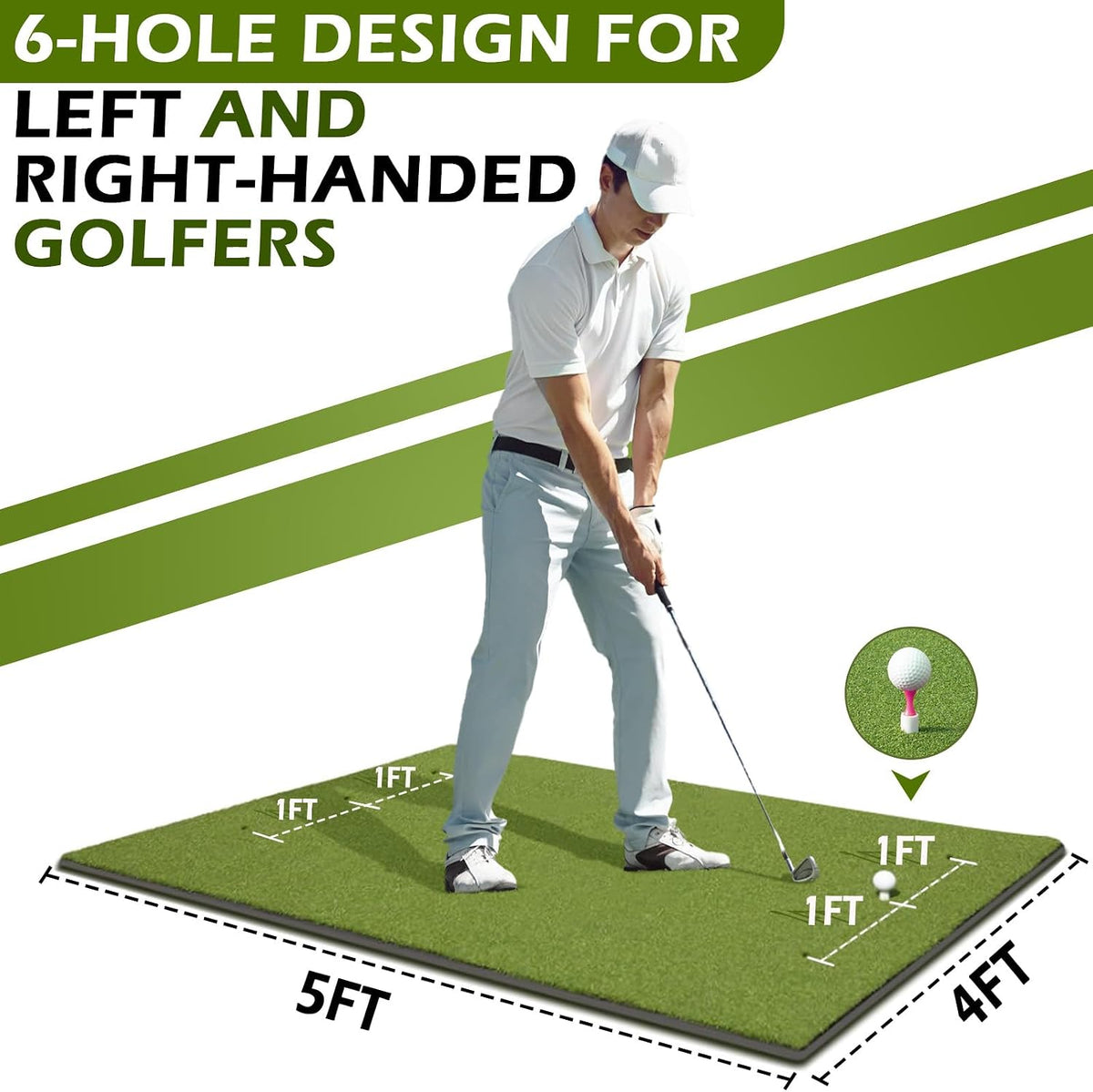 Golf Mat 31mm, 5x4ft/5x5ft Premium Golf Hitting Mat Outdoor Indoor
