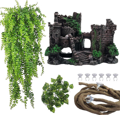 Reptile Rock Hide Cave,Resin Crested Gecko Hideout Caves Lizard Hideaway Bridge Terrarium Habitat Decor for Lizard Snake Turtle