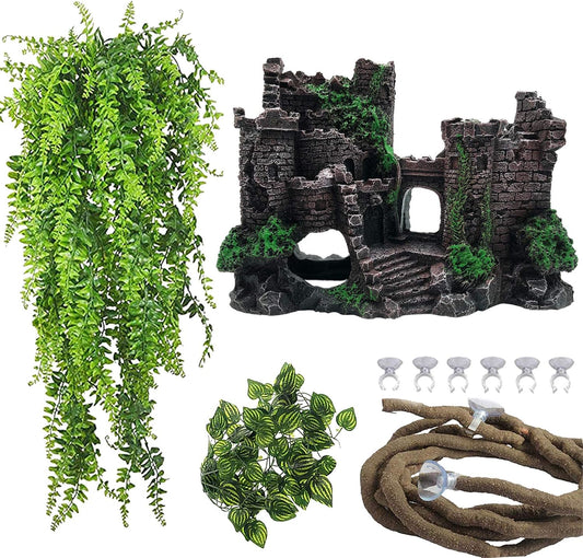 Reptile Rock Hide Cave,Resin Crested Gecko Hideout Caves Lizard Hideaway Bridge Terrarium Habitat Decor for Lizard Snake Turtle