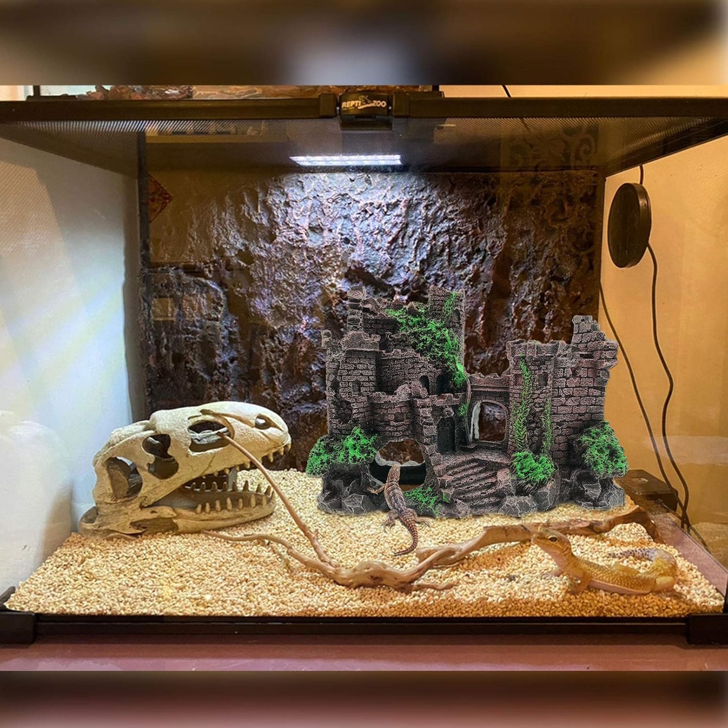 Reptile Rock Hide Cave,Resin Crested Gecko Hideout Caves Lizard Hideaway Bridge Terrarium Habitat Decor for Lizard Snake Turtle