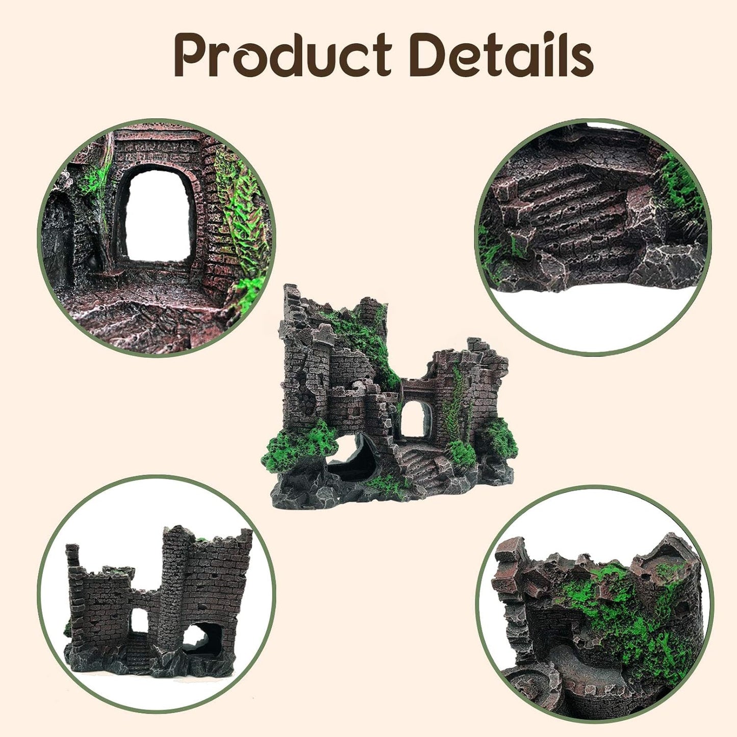 Reptile Rock Hide Cave,Resin Crested Gecko Hideout Caves Lizard Hideaway Bridge Terrarium Habitat Decor for Lizard Snake Turtle