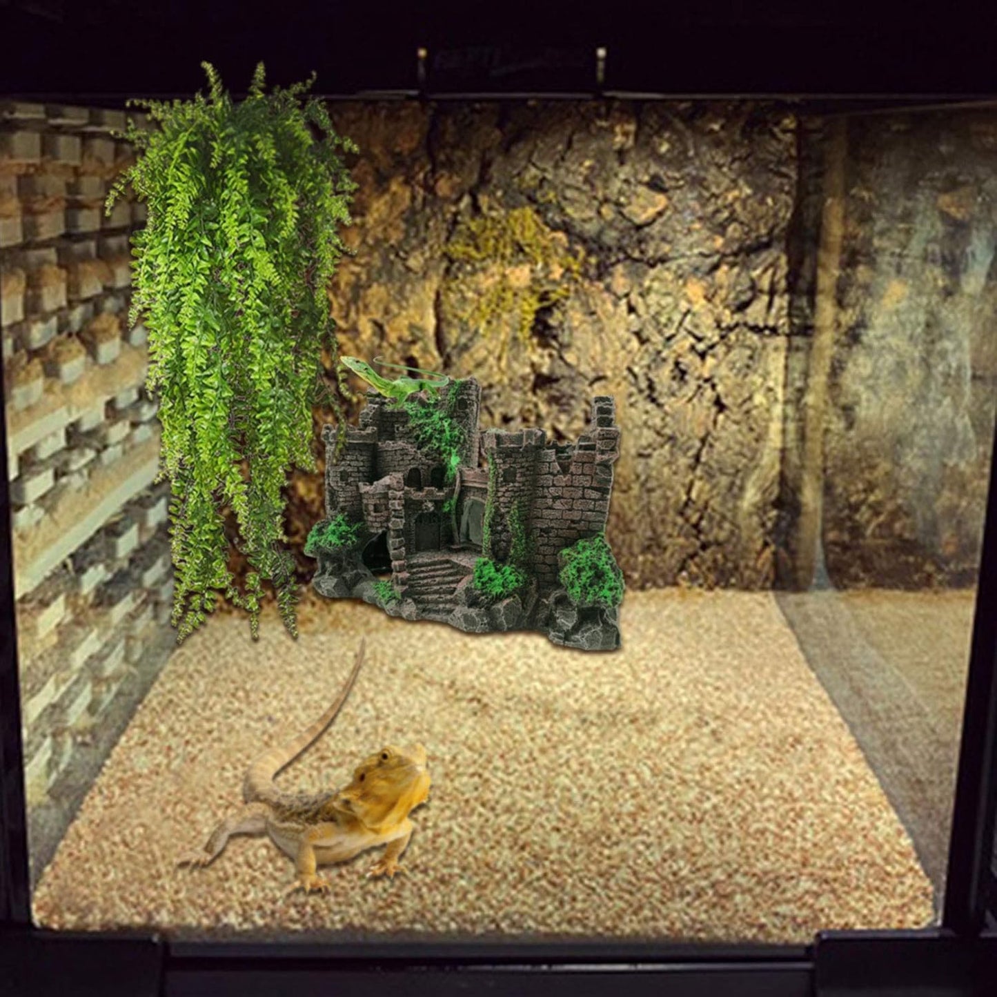 Reptile Rock Hide Cave,Resin Crested Gecko Hideout Caves Lizard Hideaway Bridge Terrarium Habitat Decor for Lizard Snake Turtle