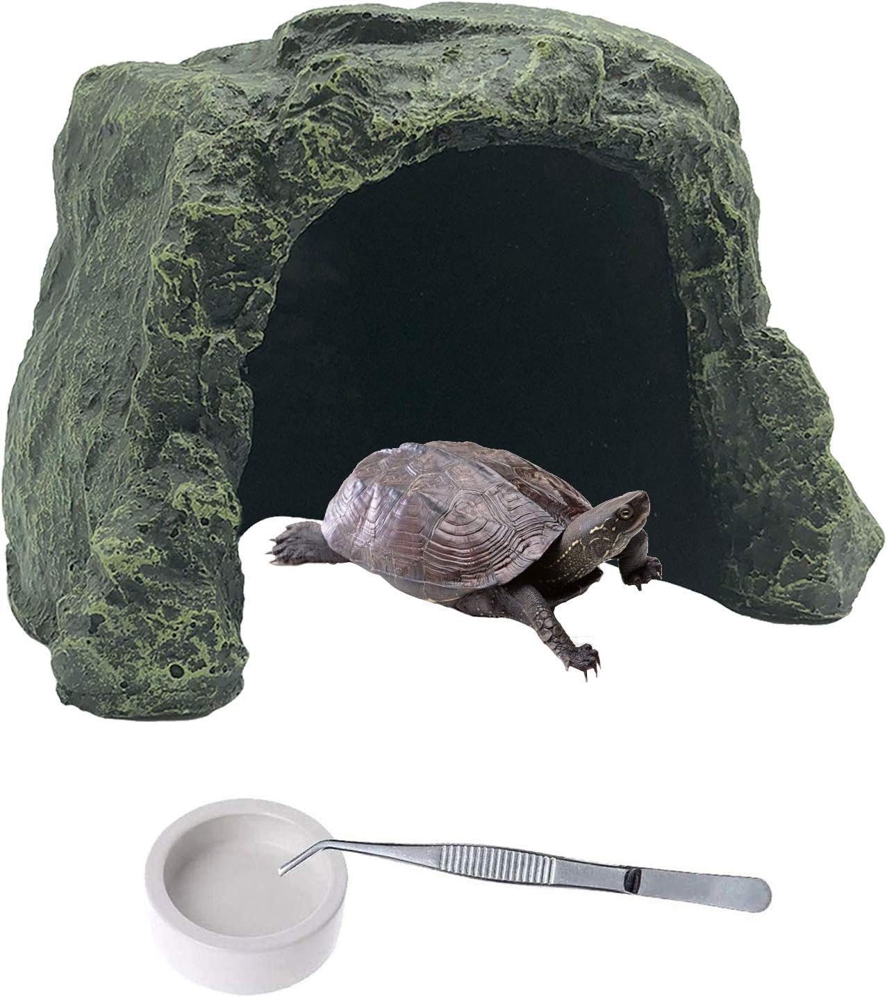 Reptile Rock Hide Cave,Resin Crested Gecko Hideout Caves Lizard Hideaway Bridge Terrarium Habitat Decor for Lizard Snake Turtle