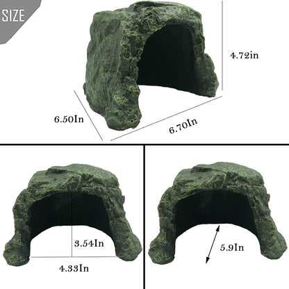 Reptile Rock Hide Cave,Resin Crested Gecko Hideout Caves Lizard Hideaway Bridge Terrarium Habitat Decor for Lizard Snake Turtle
