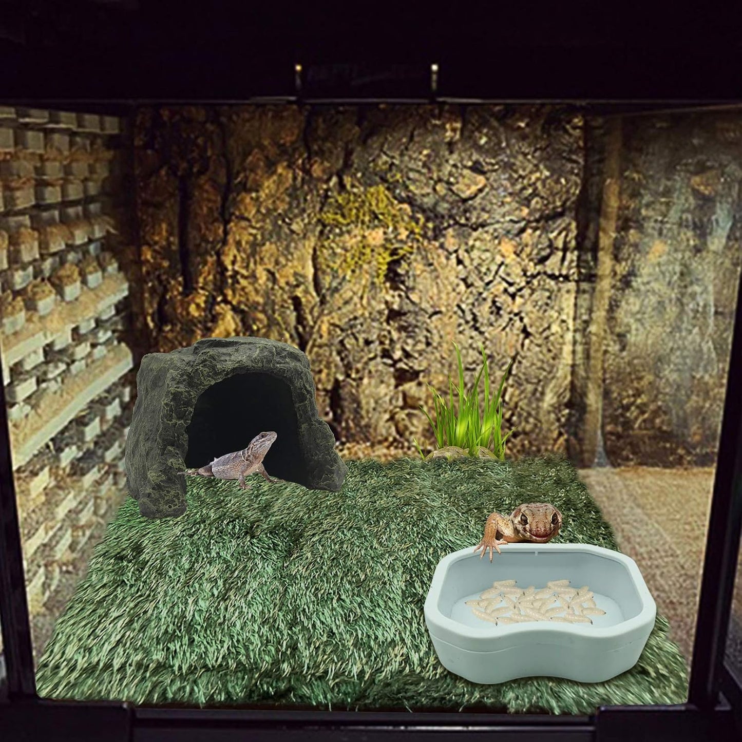 Reptile Rock Hide Cave,Resin Crested Gecko Hideout Caves Lizard Hideaway Bridge Terrarium Habitat Decor for Lizard Snake Turtle