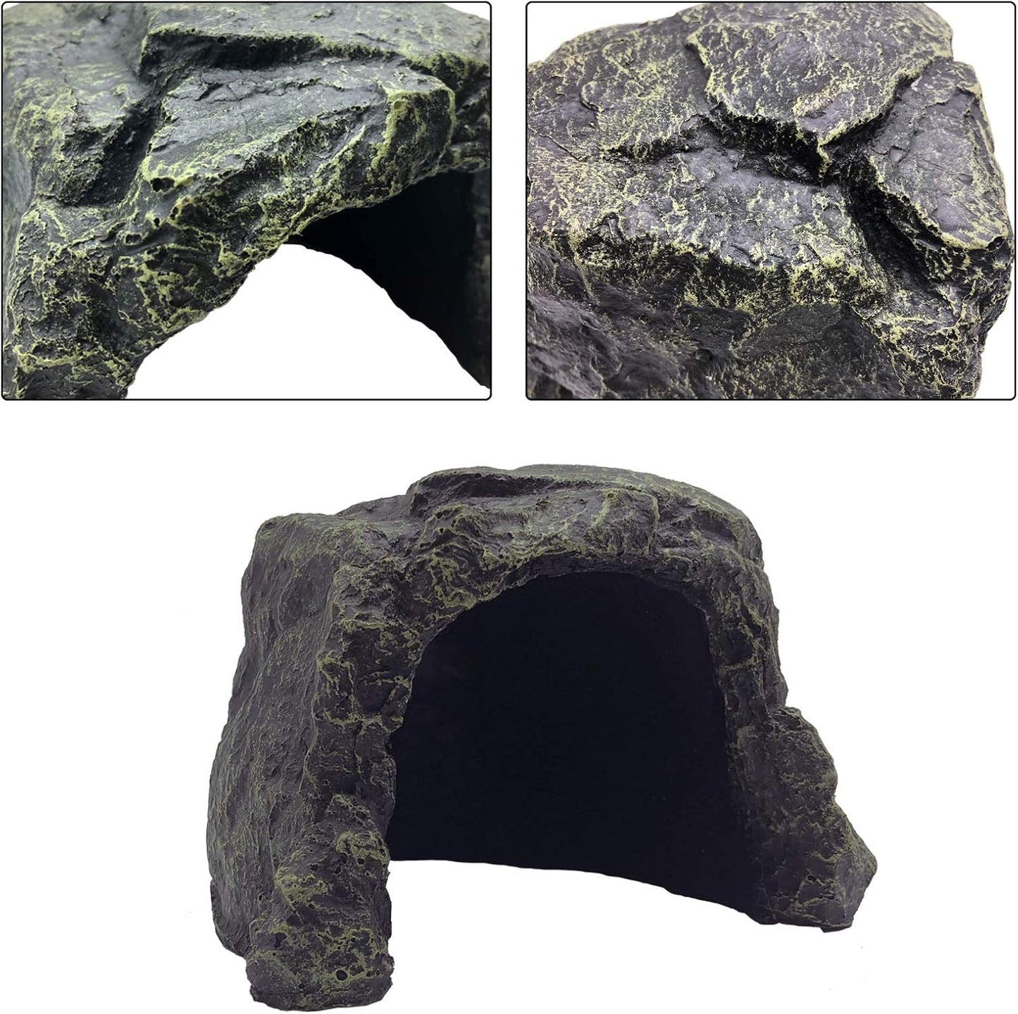 Reptile Rock Hide Cave,Resin Crested Gecko Hideout Caves Lizard Hideaway Bridge Terrarium Habitat Decor for Lizard Snake Turtle