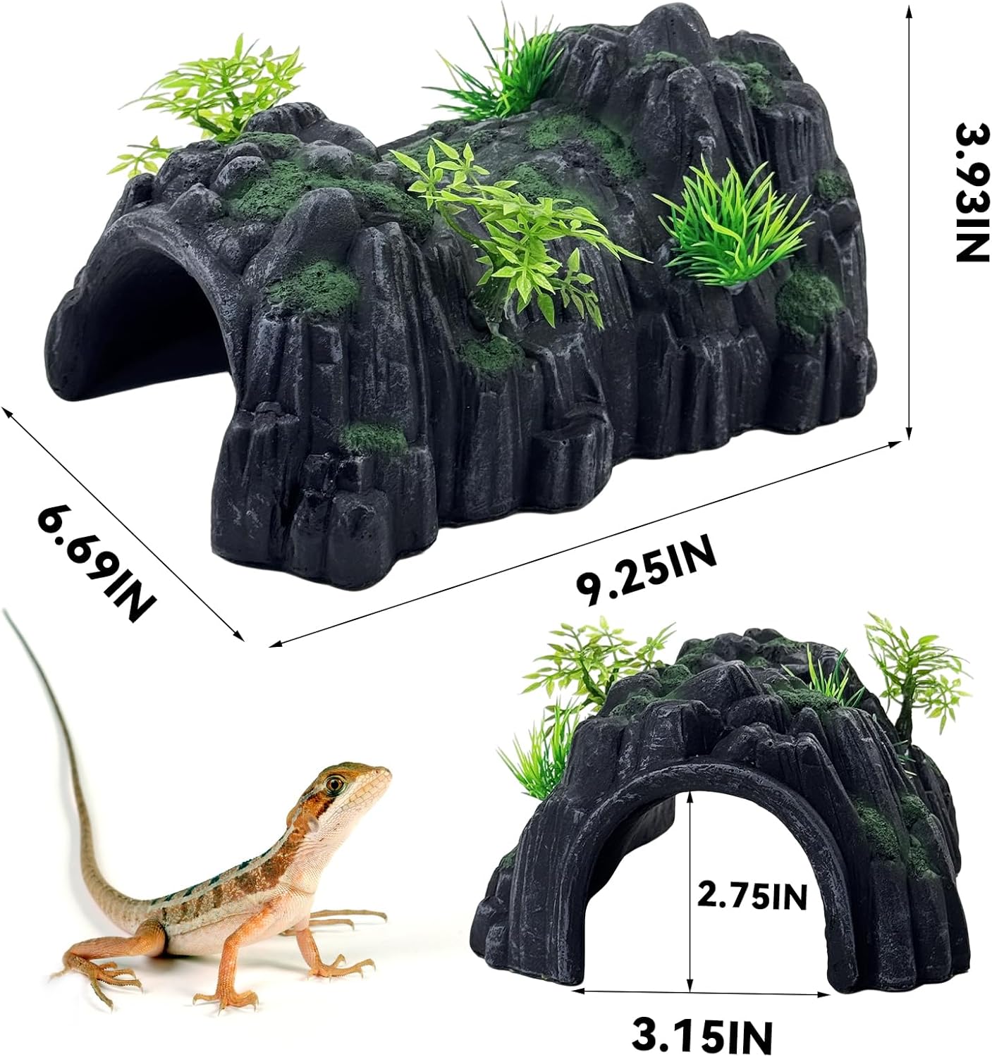 Reptile Rock Hide Cave,Resin Crested Gecko Hideout Caves Lizard Hideaway Bridge Terrarium Habitat Decor for Lizard Snake Turtle