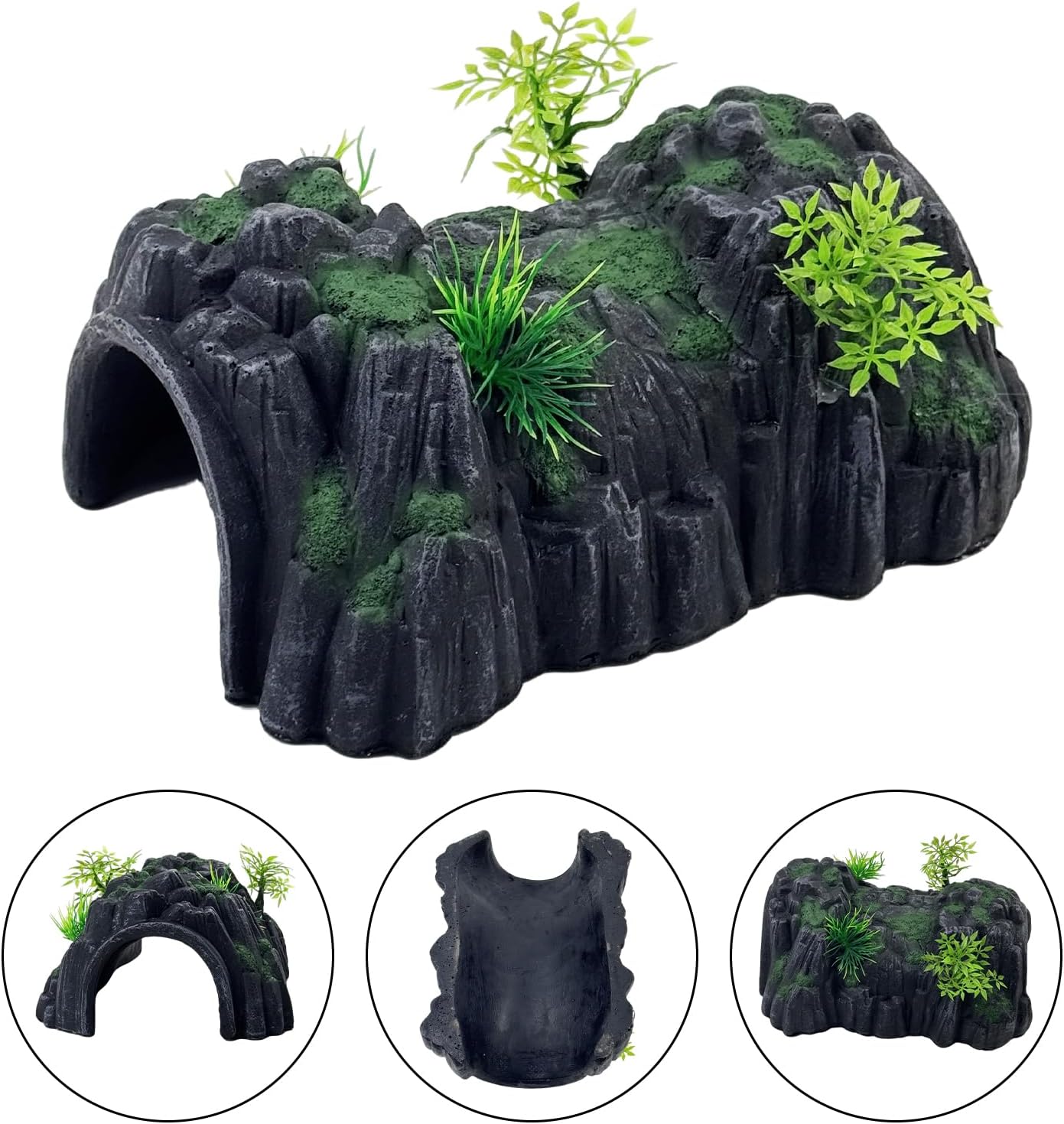 Reptile Rock Hide Cave,Resin Crested Gecko Hideout Caves Lizard Hideaway Bridge Terrarium Habitat Decor for Lizard Snake Turtle