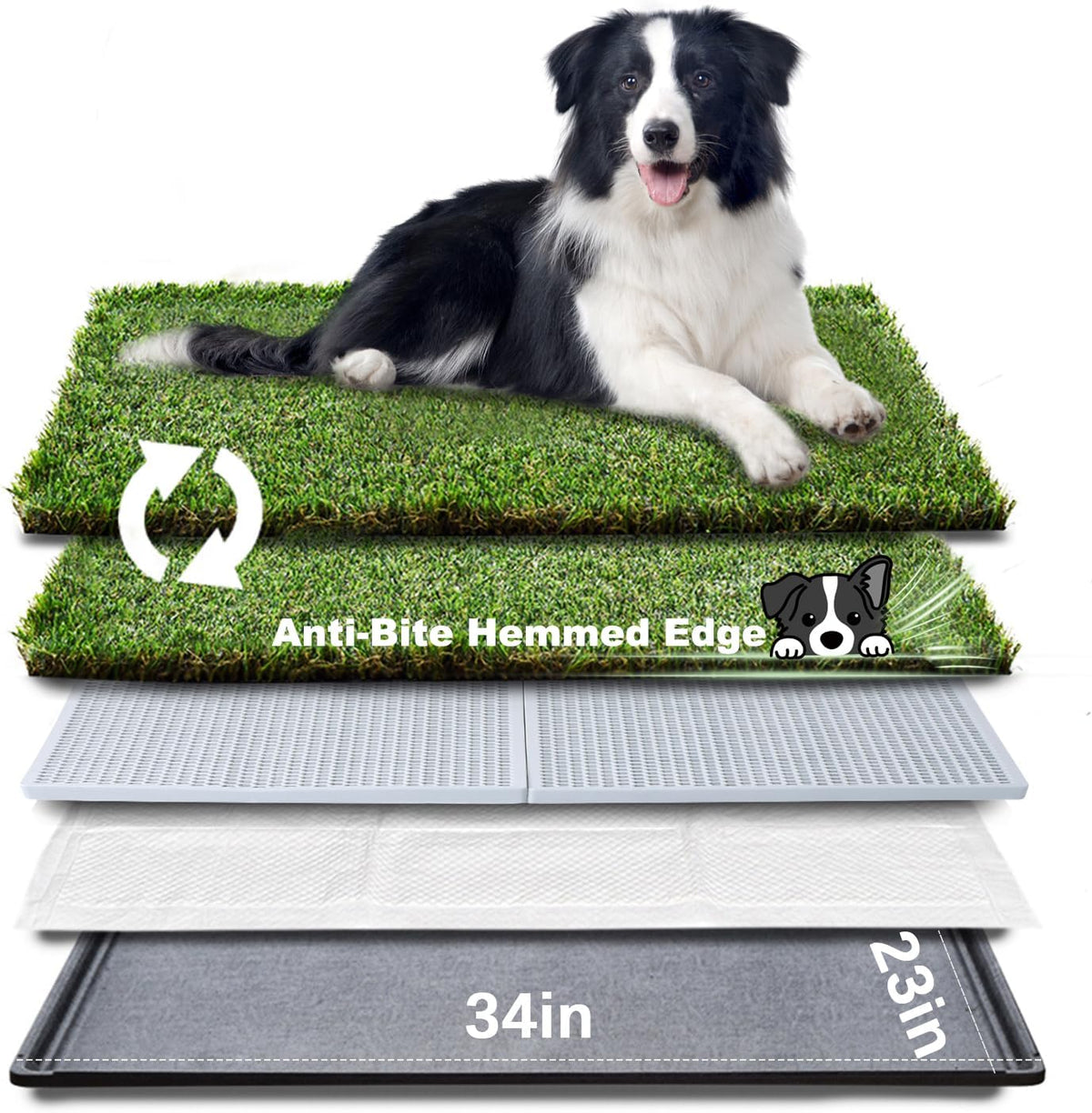 Dog Grass Pad with Tray, Dog Litter Box with Artificial Grass