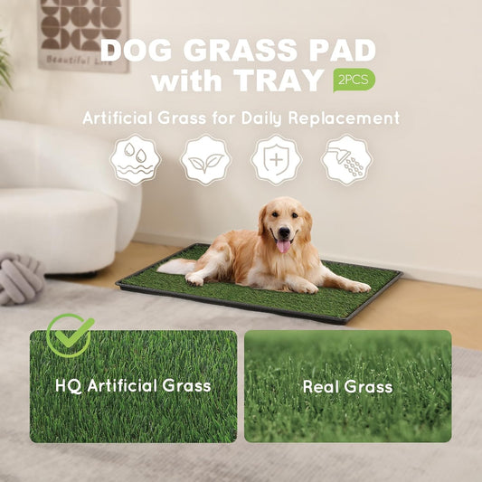 Dog Grass Pad with Tray, Dog Litter Box with Artificial Grass
