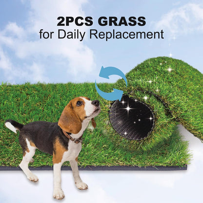 Dog Grass Pad with Tray, Dog Litter Box with Artificial Grass