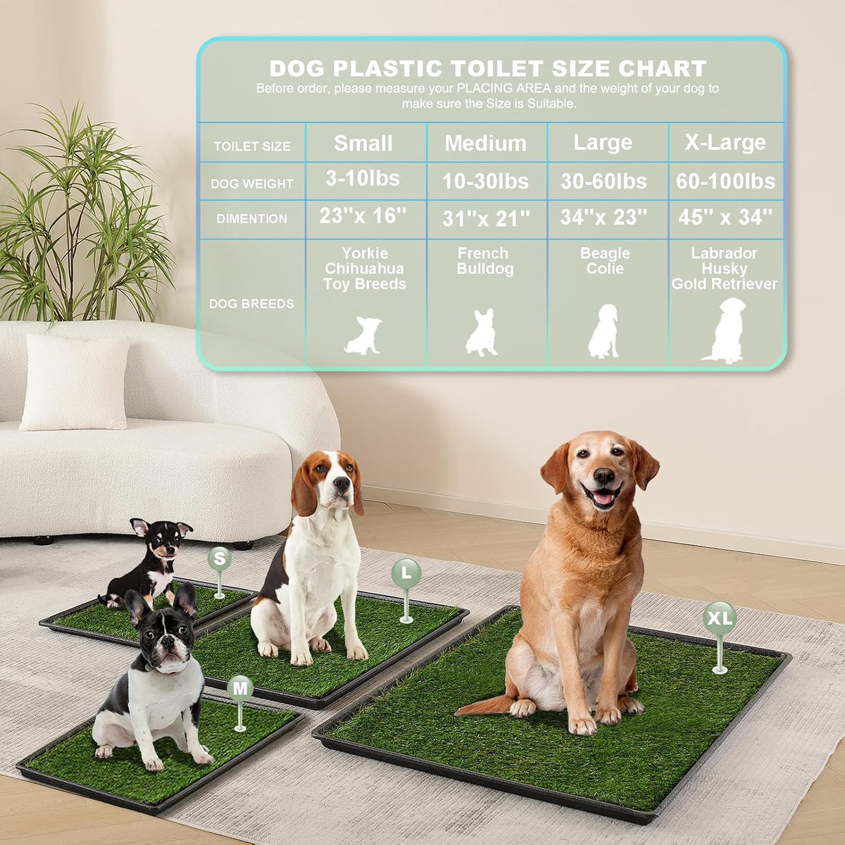 Dog Grass Pad with Tray, Dog Litter Box with Artificial Grass
