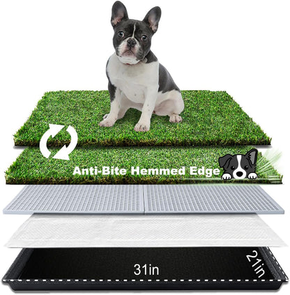 Dog Grass Pad with Tray, Dog Litter Box with Artificial Grass