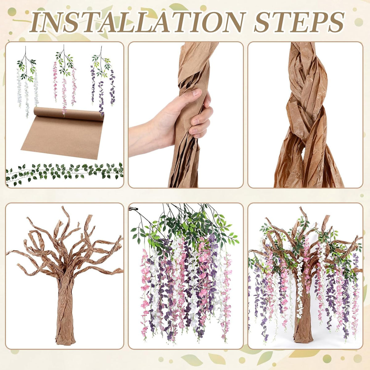 37 Pcs 3D Wisteria Tree Decoration Kit Classroom Tree Bulletin Board