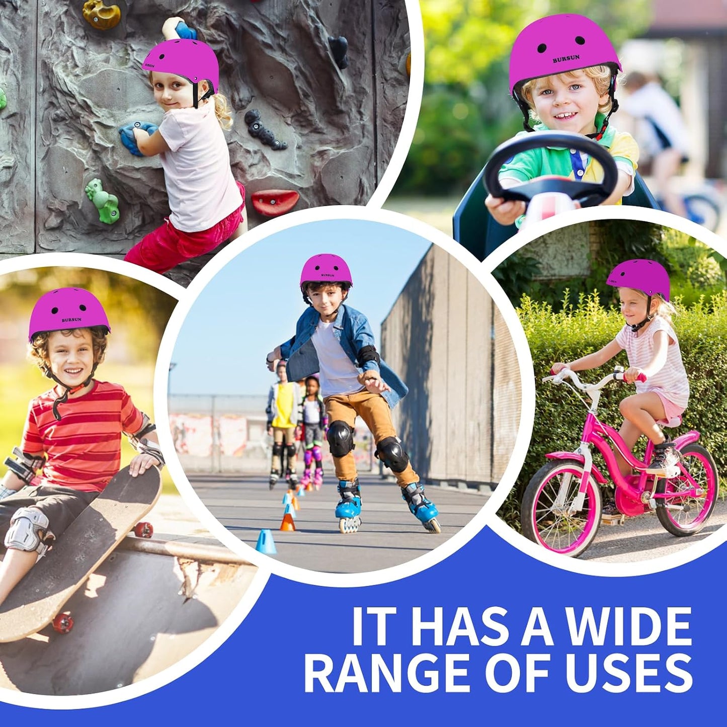 Kids Bike Helmet Ventilation & Adjustable Toddler Helmet for Ages 2-14 Kids Boys Girls Multi-Sport Helmet for Skateboard Roller Skateing Bicycle Scooter blance Bike