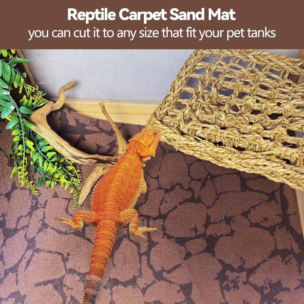 2 PCS Reptile Carpet Mat Terrarium Liner Bedding Reptile Cage Mat Supplies for Tortoise Lizard Leopard Gecko Snake Chameleon 23.6’’ x 15.7’’