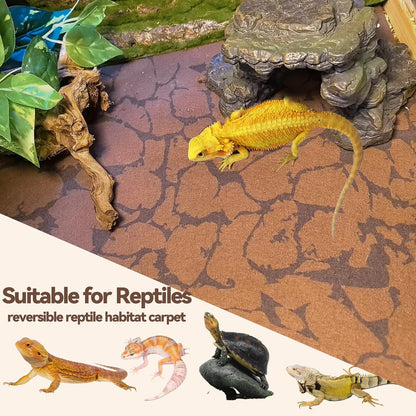 2 PCS Reptile Carpet Mat Terrarium Liner Bedding Reptile Cage Mat Supplies for Tortoise Lizard Leopard Gecko Snake Chameleon 23.6’’ x 15.7’’
