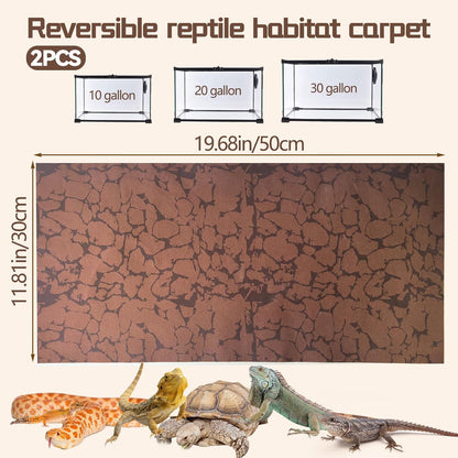 2 PCS Reptile Carpet Mat Terrarium Liner Bedding Reptile Cage Mat Supplies for Tortoise Lizard Leopard Gecko Snake Chameleon 23.6’’ x 15.7’’