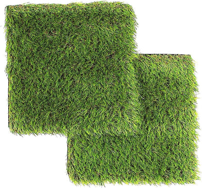 Artificial Grass Square Tiles, 12.2 x 12.2 Inch (2 Pack)