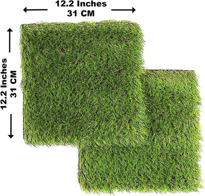 Artificial Grass Square Tiles, 12.2 x 12.2 Inch (2 Pack)