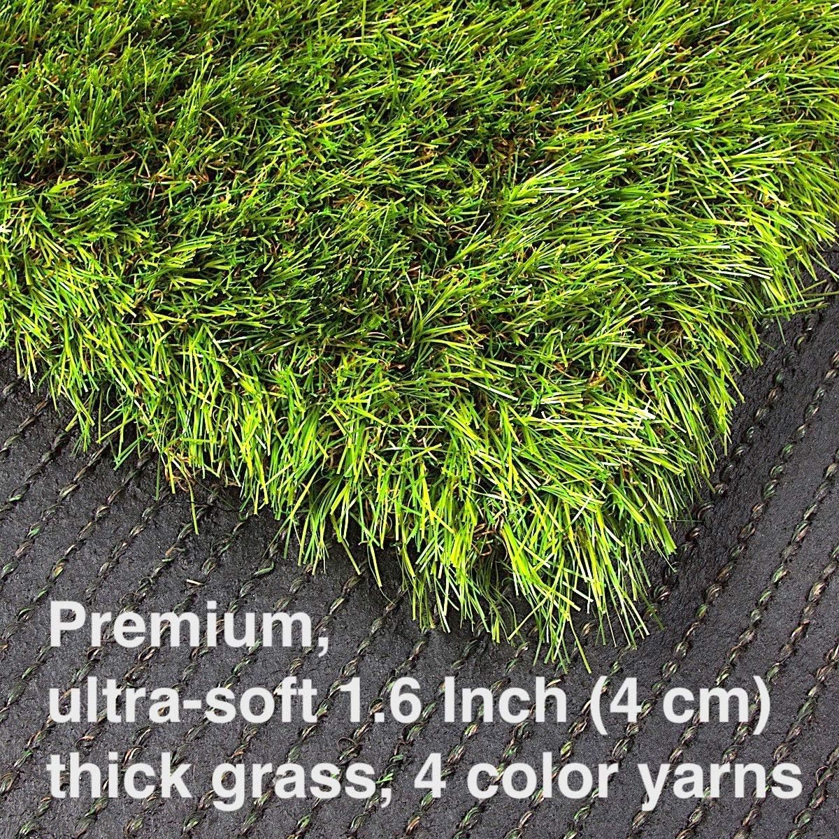 Artificial Grass Square Tiles, 12.2 x 12.2 Inch (2 Pack)