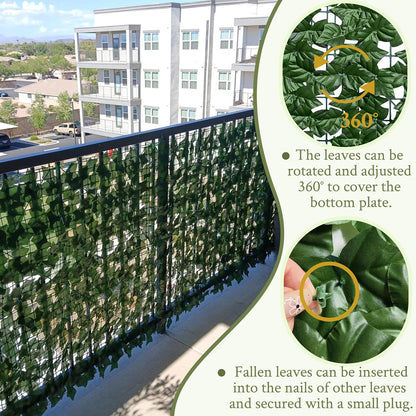 ODTORY Artificial Ivy Privacy Screen Fence Panel, Green 40 X 120 in