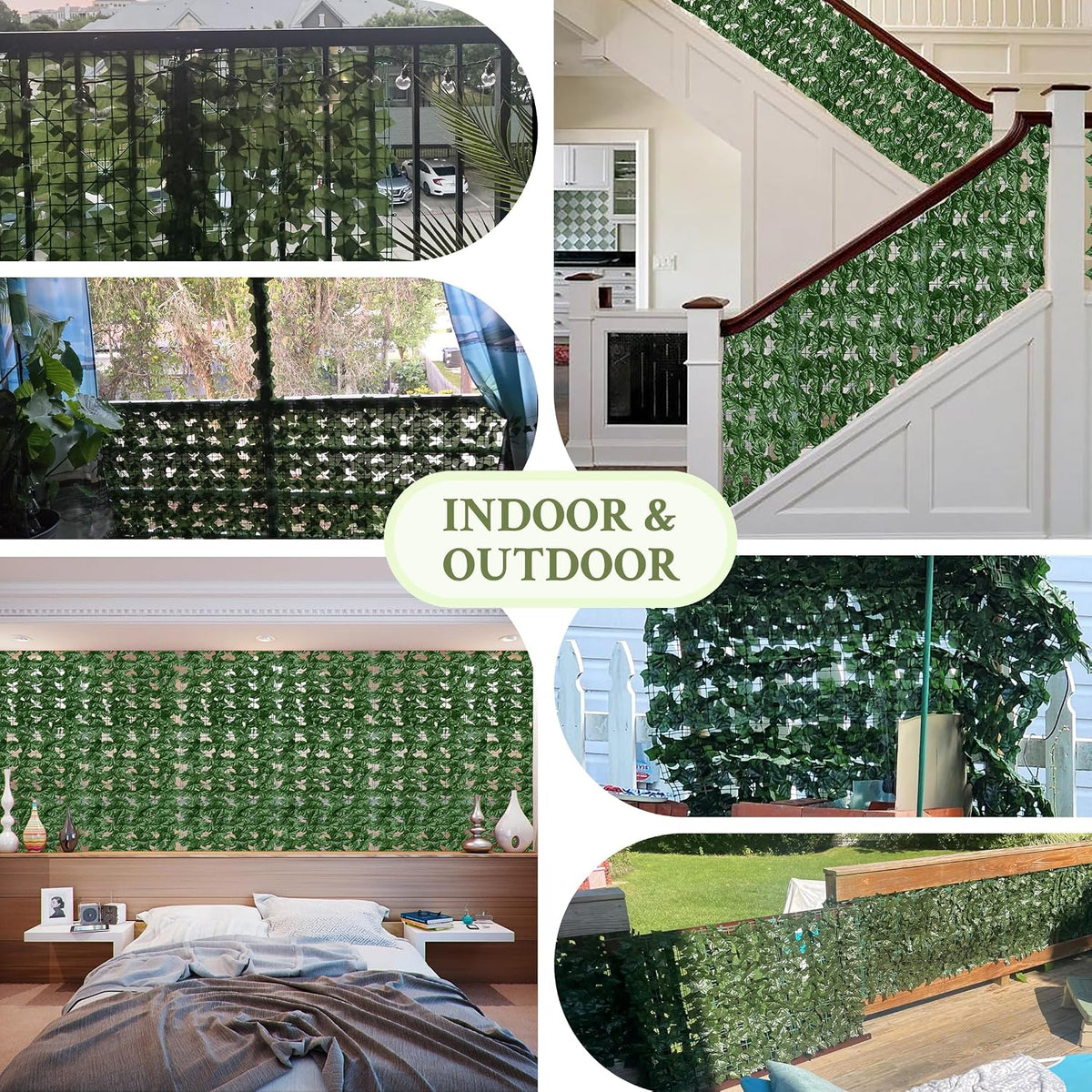 ODTORY Artificial Ivy Privacy Screen Fence Panel, Green 40 X 120 in
