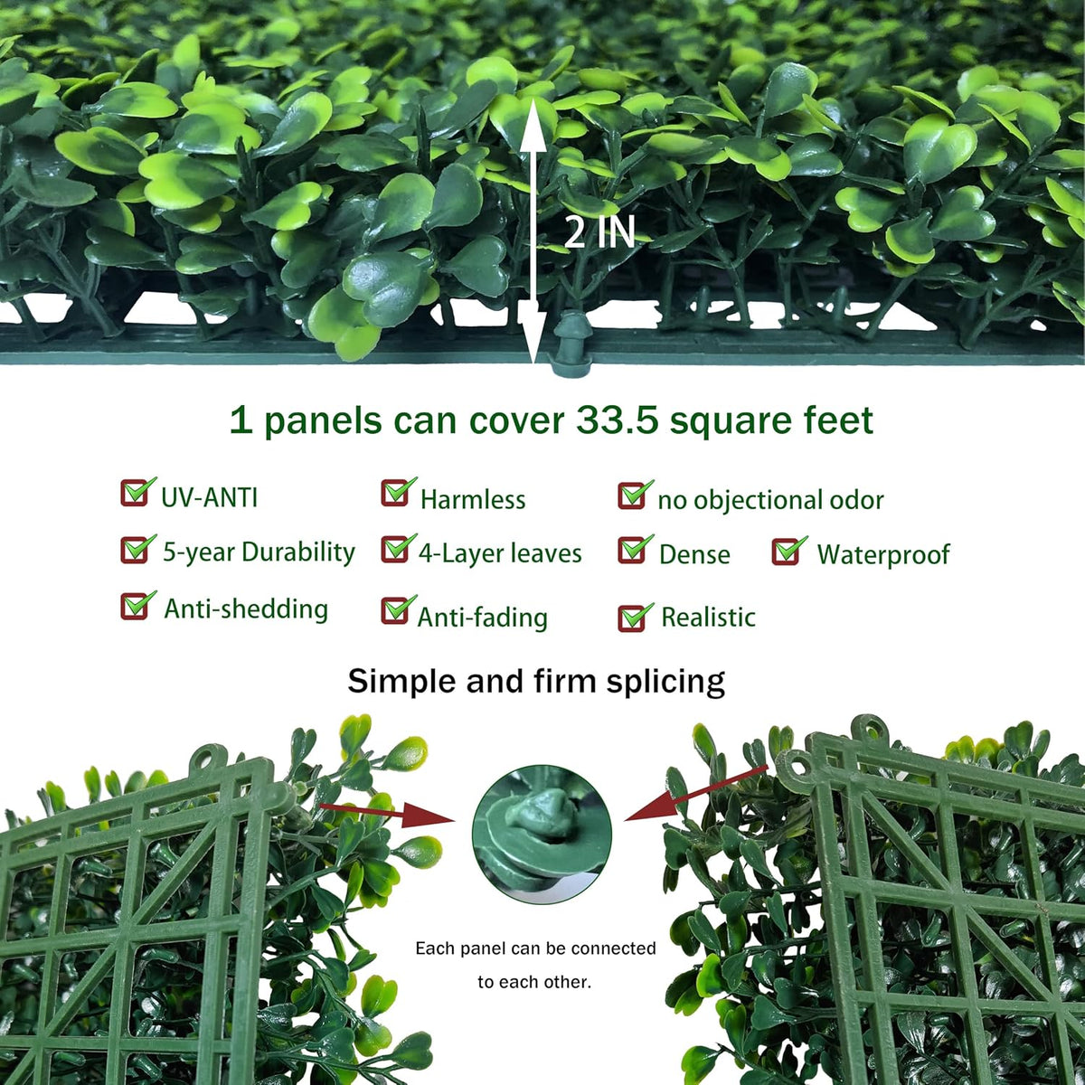 ODTORY Artificial Ivy Privacy Screen Fence Panel, Green 40 X 120 in