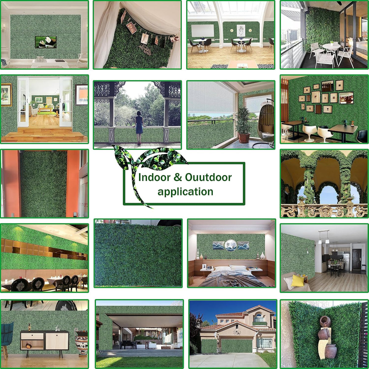 ODTORY Artificial Ivy Privacy Screen Fence Panel, Green 40 X 120 in