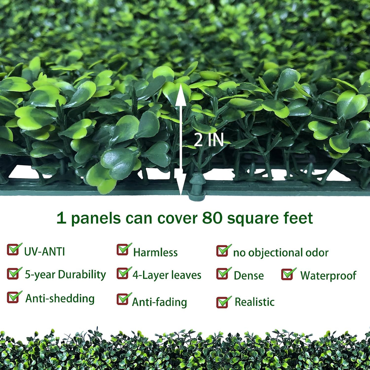 ODTORY Artificial Ivy Privacy Screen Fence Panel, Green 40 X 120 in