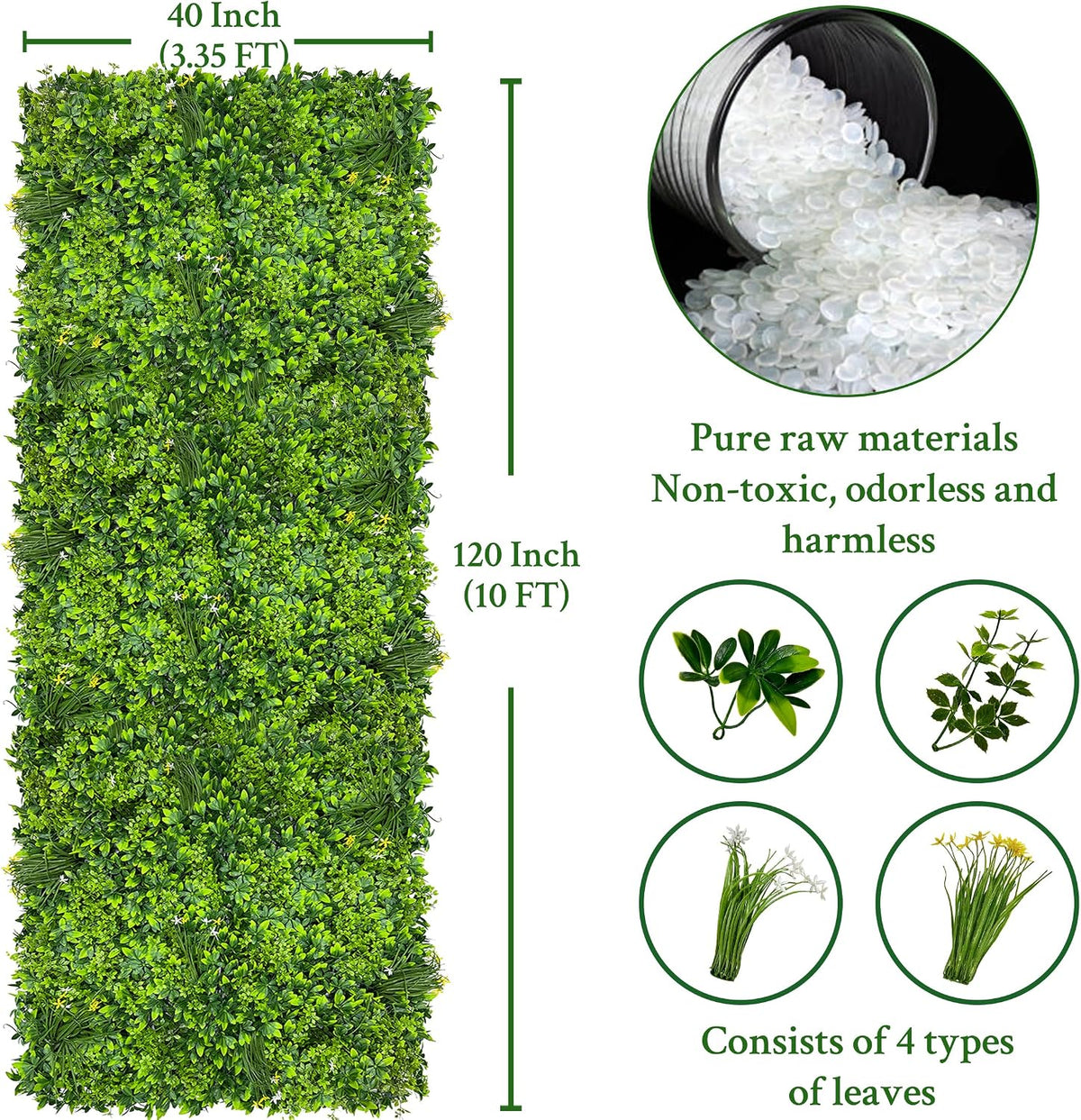 ODTORY Artificial Ivy Privacy Screen Fence Panel, Green 40 X 120 in