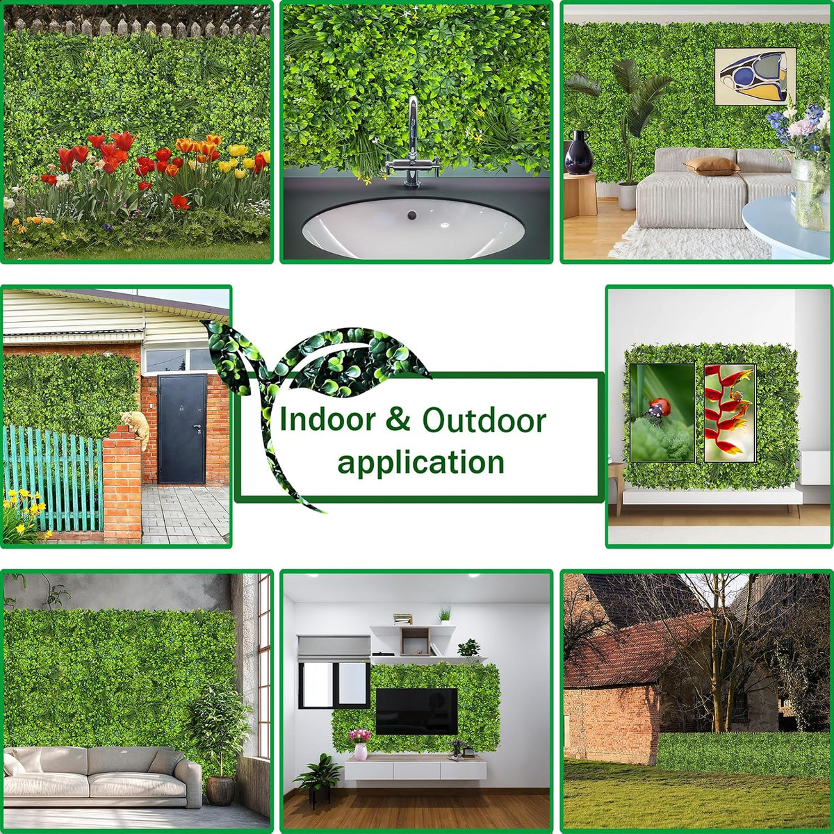 ODTORY Artificial Ivy Privacy Screen Fence Panel, Green 40 X 120 in