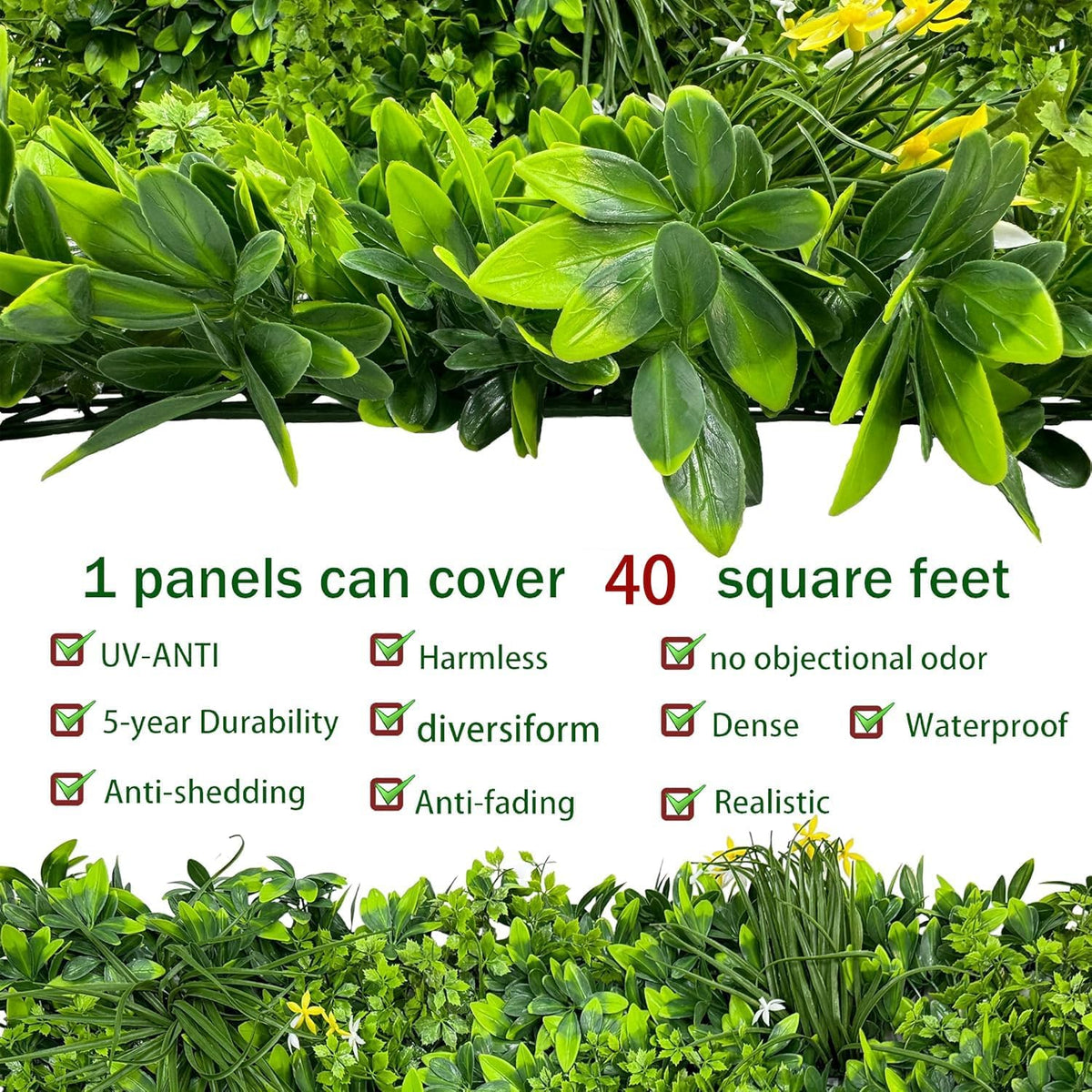 ODTORY Artificial Ivy Privacy Screen Fence Panel, Green 40 X 120 in