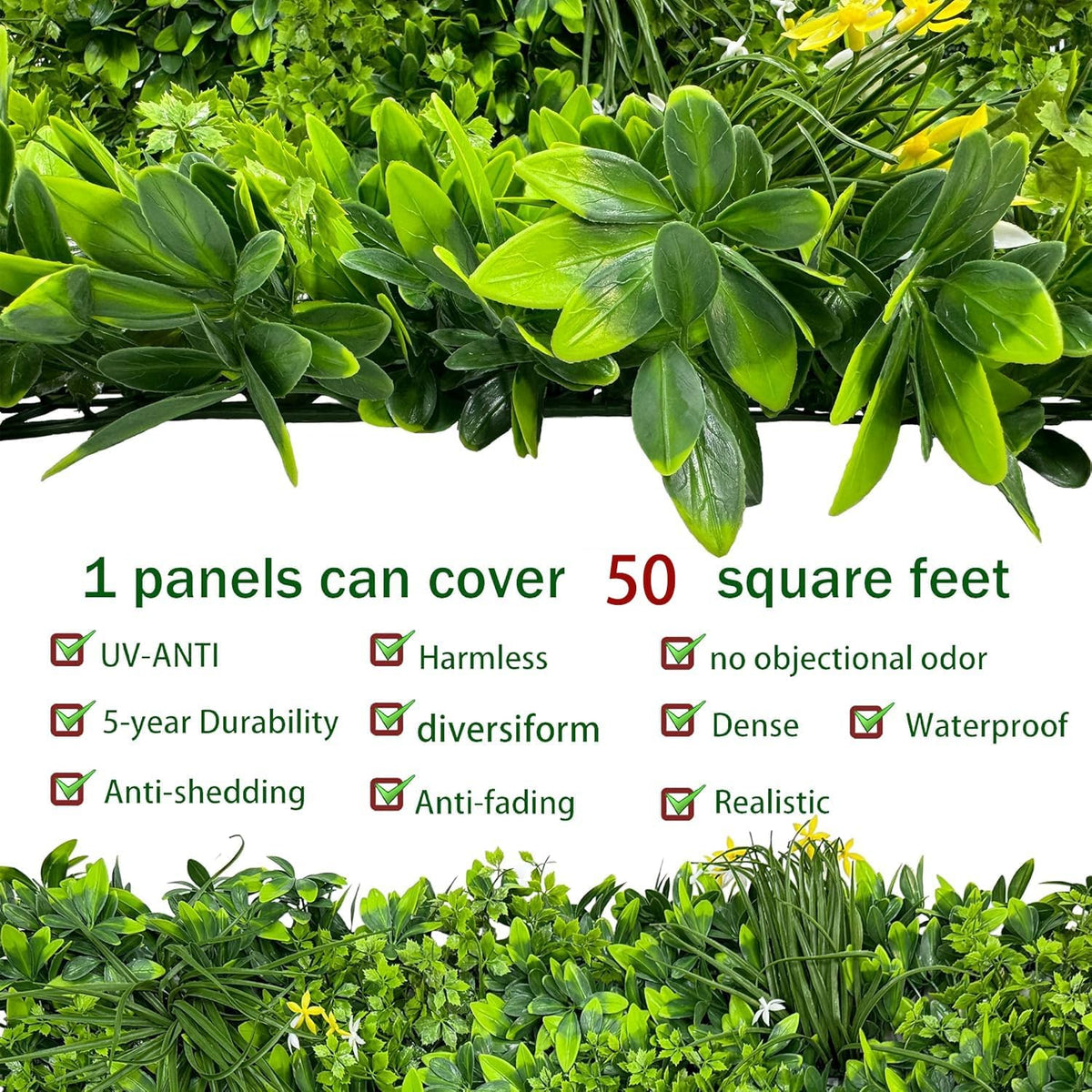 ODTORY Artificial Ivy Privacy Screen Fence Panel, Green 40 X 120 in