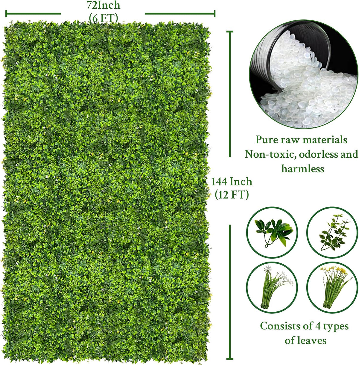 ODTORY Artificial Ivy Privacy Screen Fence Panel, Green 40 X 120 in