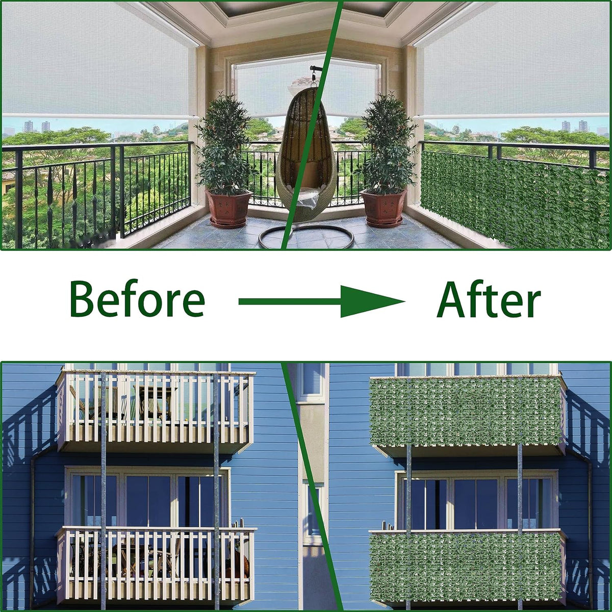 ODTORY Artificial Ivy Privacy Screen Fence Panel, Green 40 X 120 in