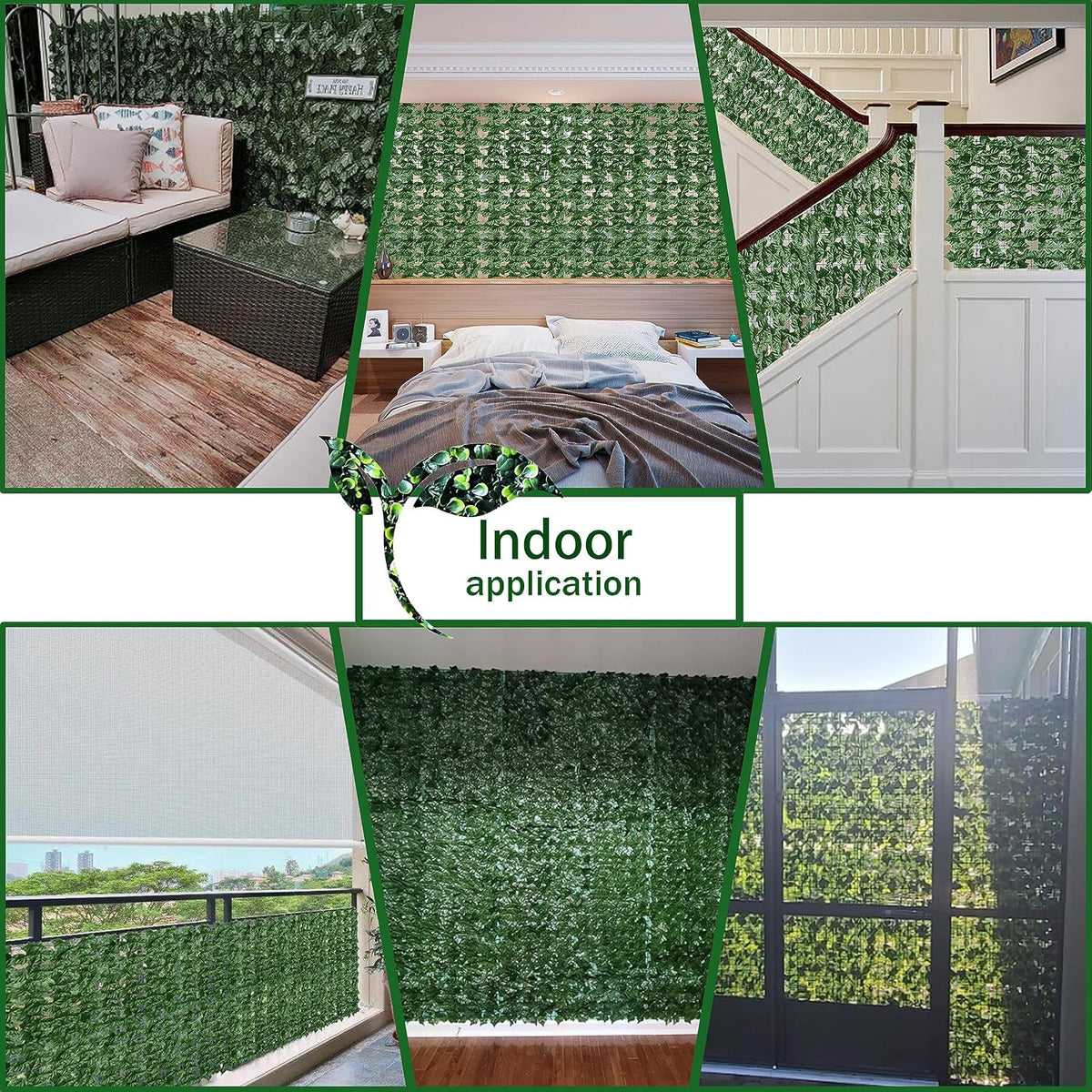 ODTORY Artificial Ivy Privacy Screen Fence Panel, Green 40 X 120 in