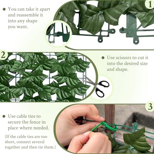 ODTORY Artificial Ivy Privacy Screen Fence Panel, Green 40 X 120 in