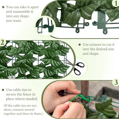 ODTORY Artificial Ivy Privacy Screen Fence Panel, Green 40 X 120 in
