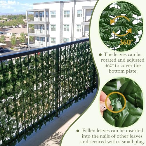 ODTORY Artificial Ivy Privacy Screen Fence Panel, Green 40 X 120 in