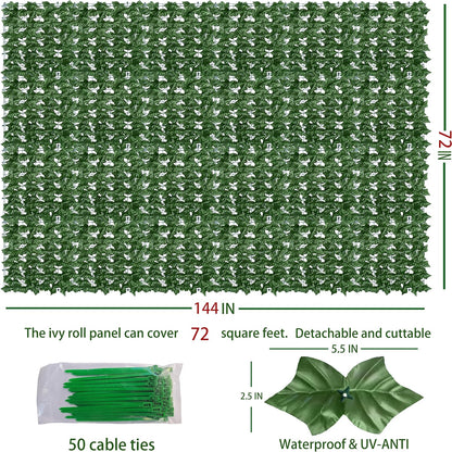 ODTORY Artificial Ivy Privacy Screen Fence Panel, Green 40 X 120 in