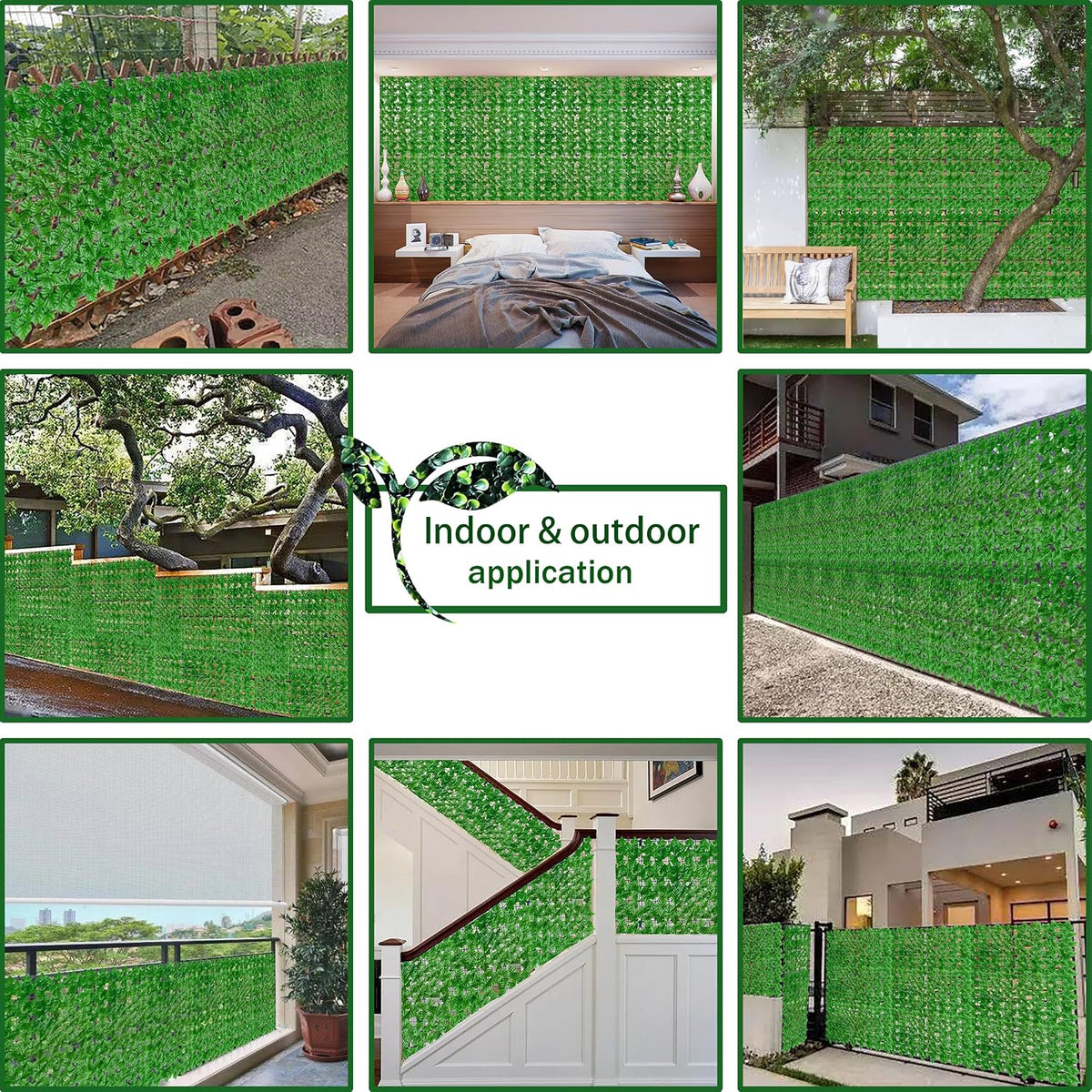 ODTORY Artificial Ivy Privacy Screen Fence Panel, Green 40 X 120 in
