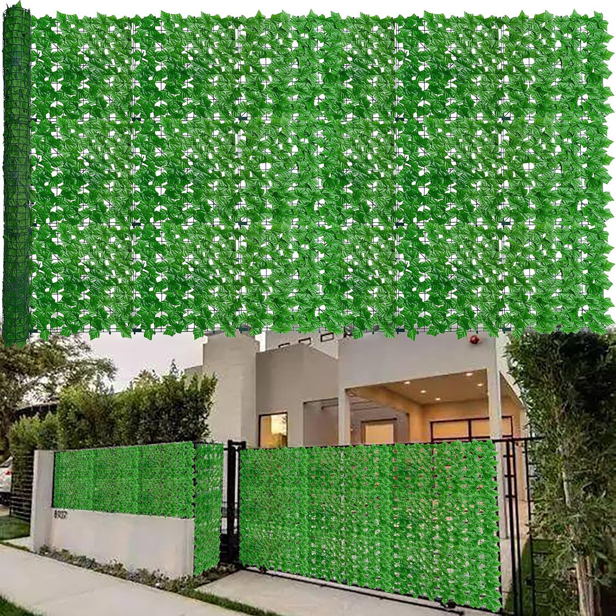 ODTORY Artificial Ivy Privacy Screen Fence Panel, Green 40 X 120 in