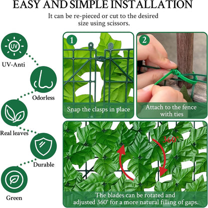 ODTORY Artificial Ivy Privacy Screen Fence Panel, Green 40 X 120 in
