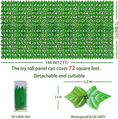 ODTORY Artificial Ivy Privacy Screen Fence Panel, Green 40 X 120 in