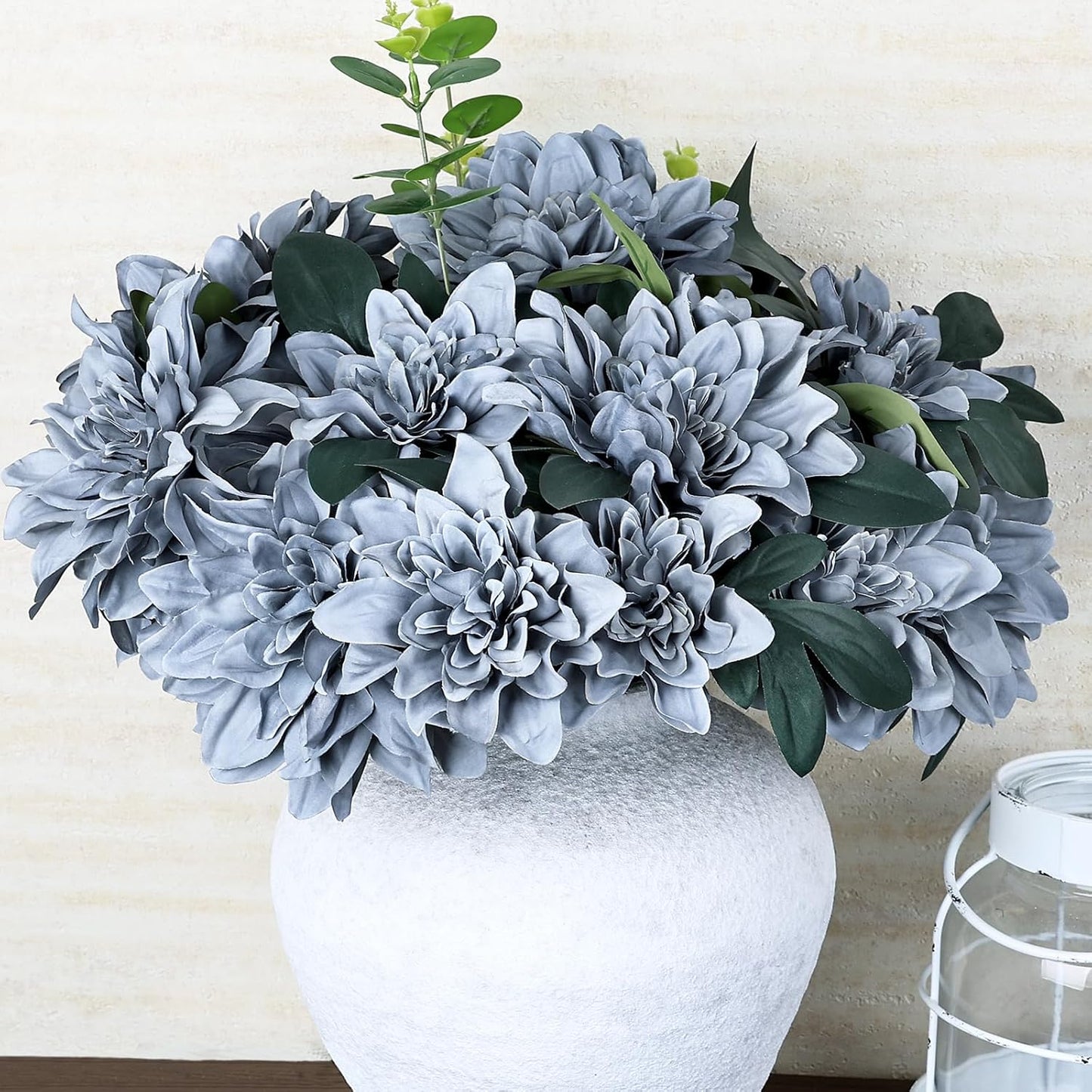 Dahlia Artificial Flowers - 24 PCS Faux Silk Floral with Stem Bulk for Crafts DIY Bridal Bouquets Wedding Arrangements Party Baby Shower Table Centerpieces Home Decor - Navy Blue