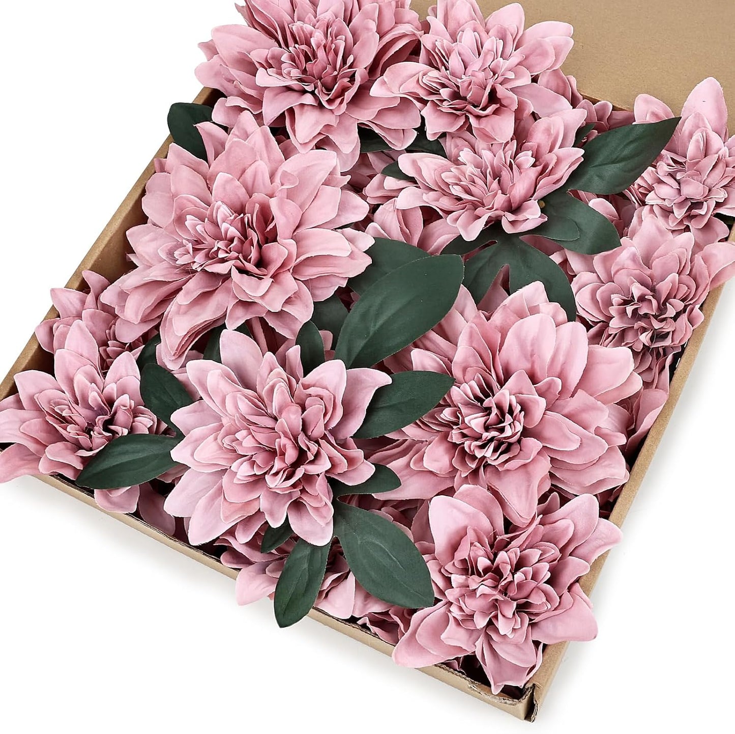 Dahlia Artificial Flowers - 24 PCS Faux Silk Floral with Stem Bulk for Crafts DIY Bridal Bouquets Wedding Arrangements Party Baby Shower Table Centerpieces Home Decor - Navy Blue