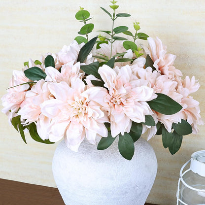 Dahlia Artificial Flowers - 24 PCS Faux Silk Floral with Stem Bulk for Crafts DIY Bridal Bouquets Wedding Arrangements Party Baby Shower Table Centerpieces Home Decor - Navy Blue